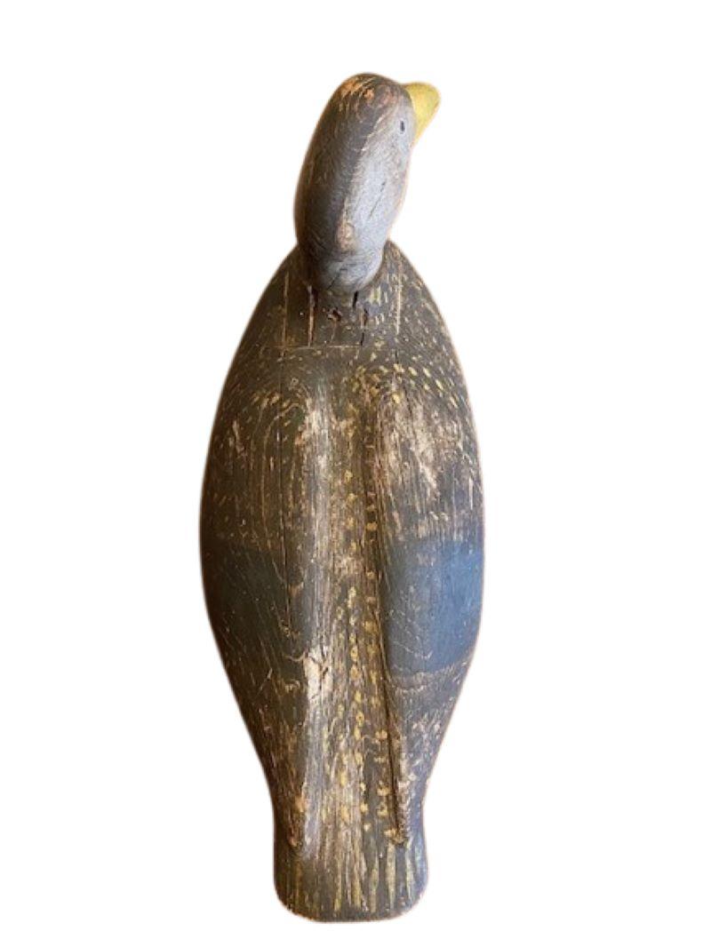 Señuelo de pato negro de cabeza torneada Gus Wilson, South Portland Maine, hacia 1930 Tallado a mano en venta