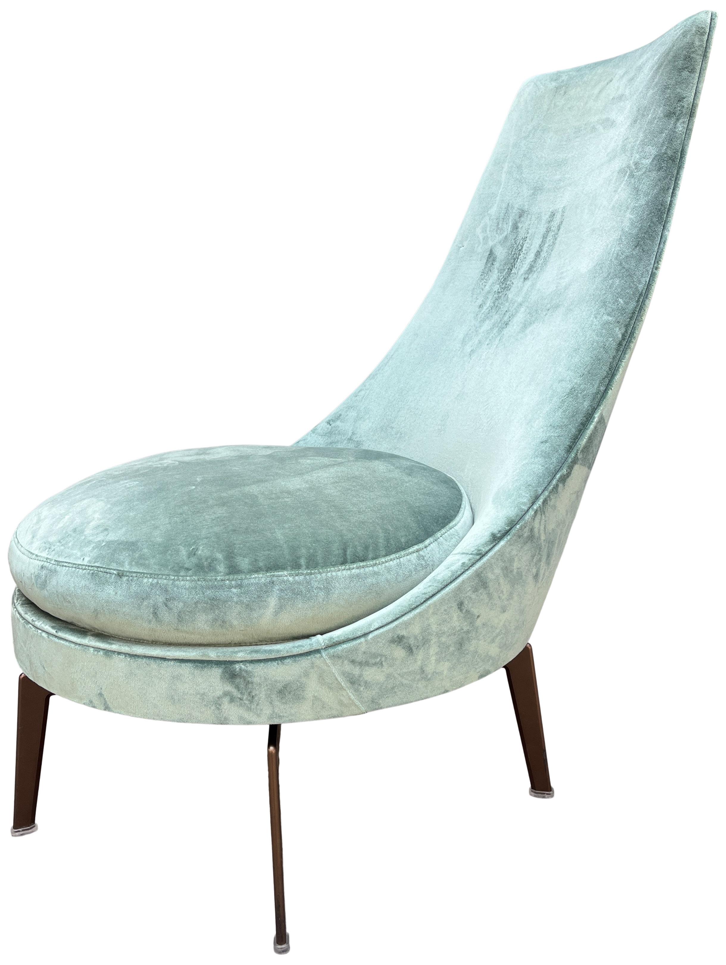 Italian Superb Antonio Citterio Slipper and Swivel Chair in Velvet (two available) For Sale