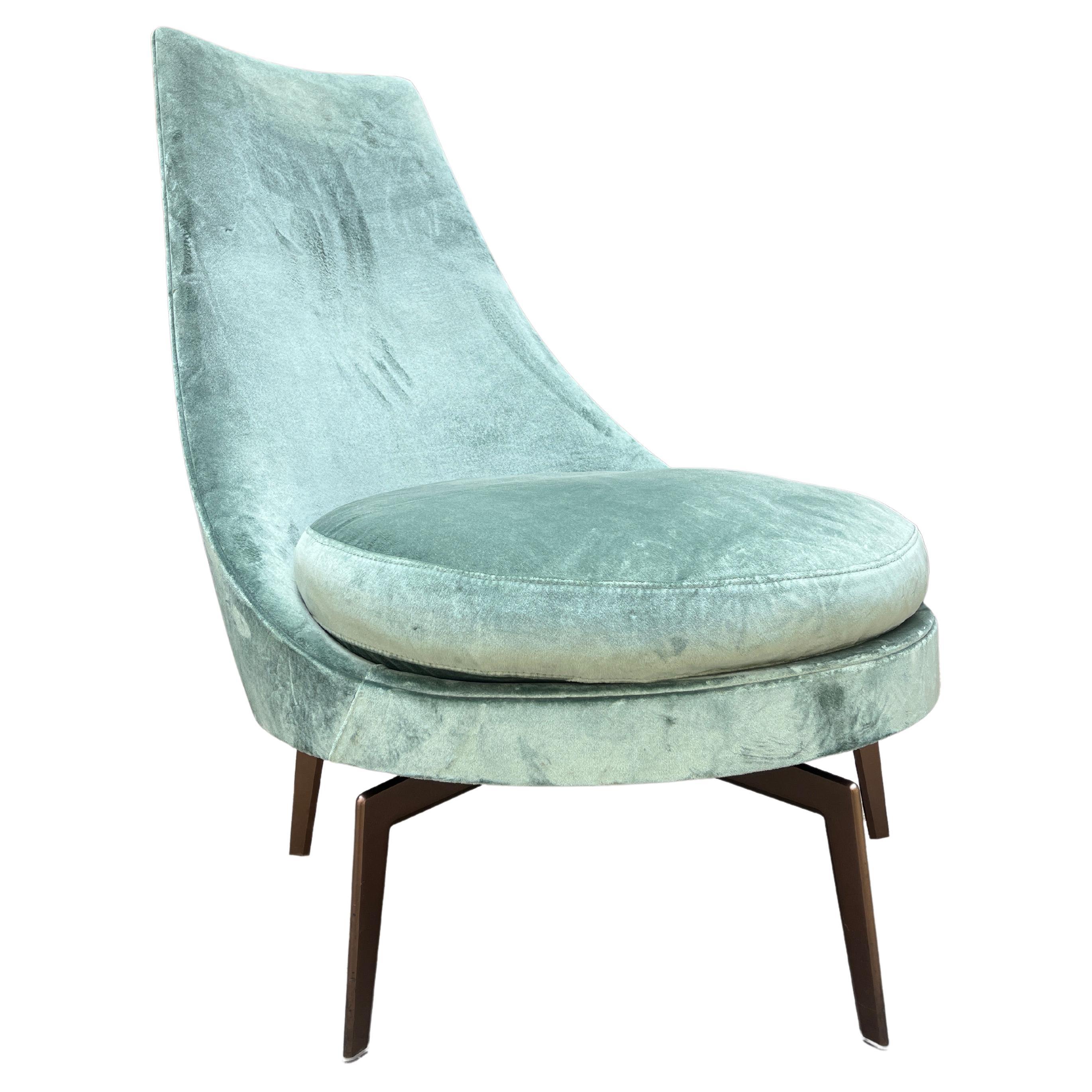 Modern Superb Antonio Citterio Slipper and Swivel Chair in Velvet (two available) For Sale