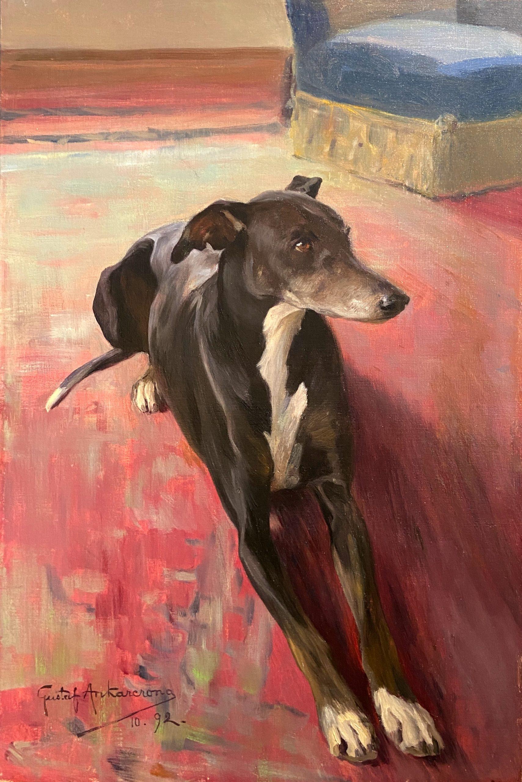 The Greyhound, Oil Animal Painting, Swedish Artist, Signed and dated 1892