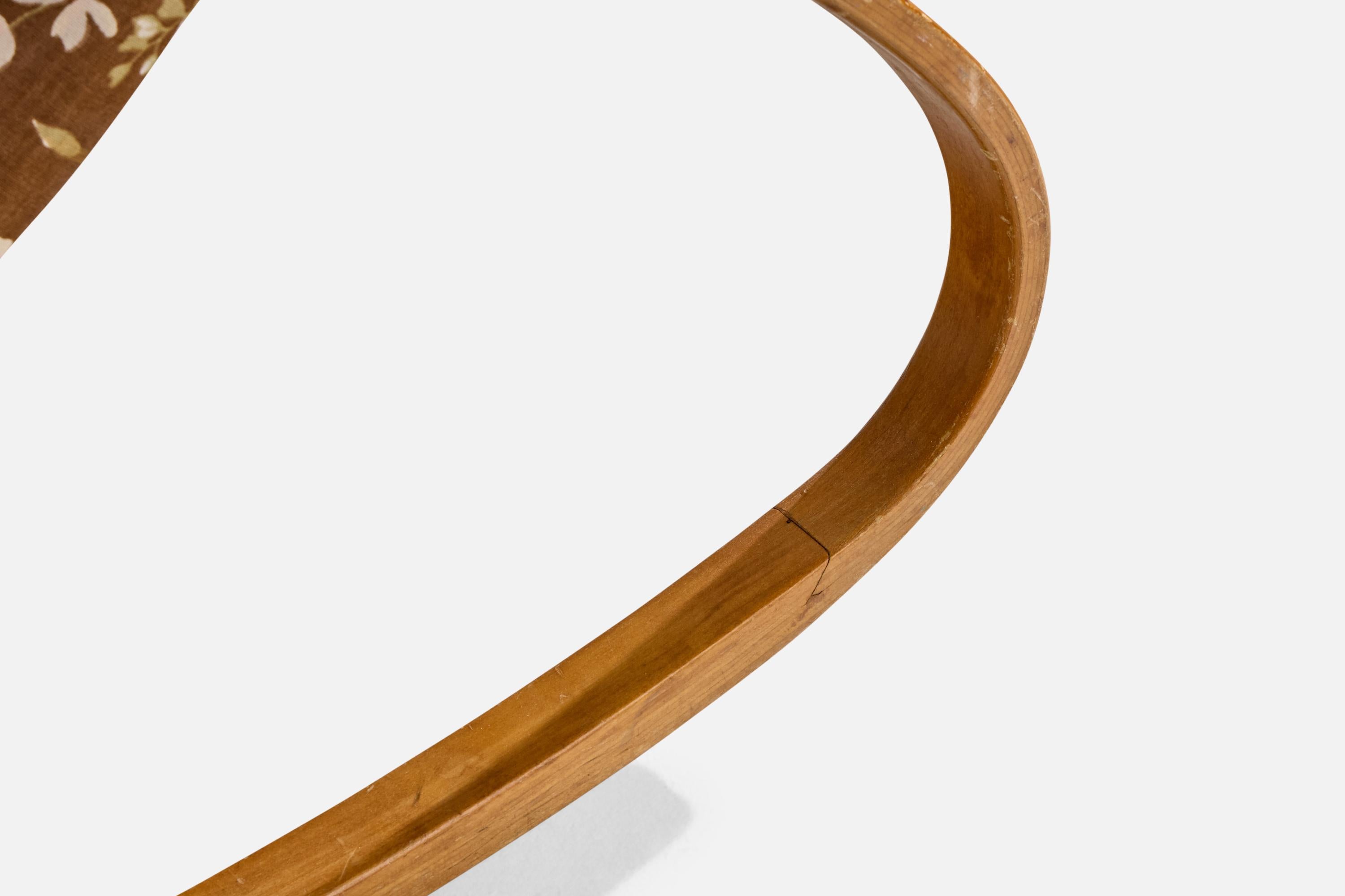 Gustaf Axel Berg Attribution, Schaukelstuhl, Birke, Stoff, Schweden, 1940er Jahre im Angebot 7