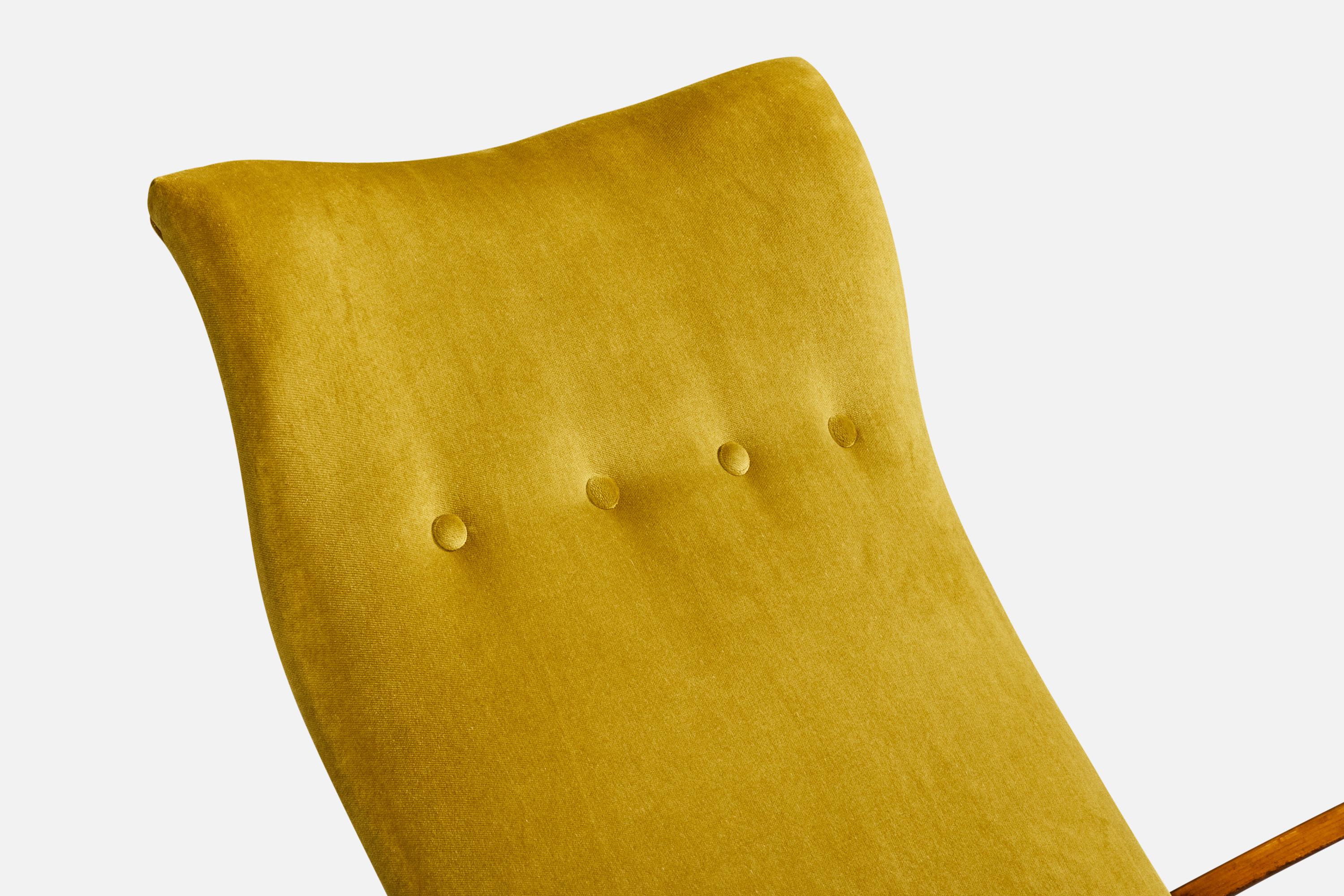 Atribución Gustaf Axel Berg, mecedora, abedul, terciopelo, Suecia, años 40 en venta 3