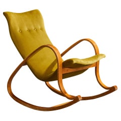 Atribución Gustaf Axel Berg, mecedora, abedul, terciopelo, Suecia, años 40