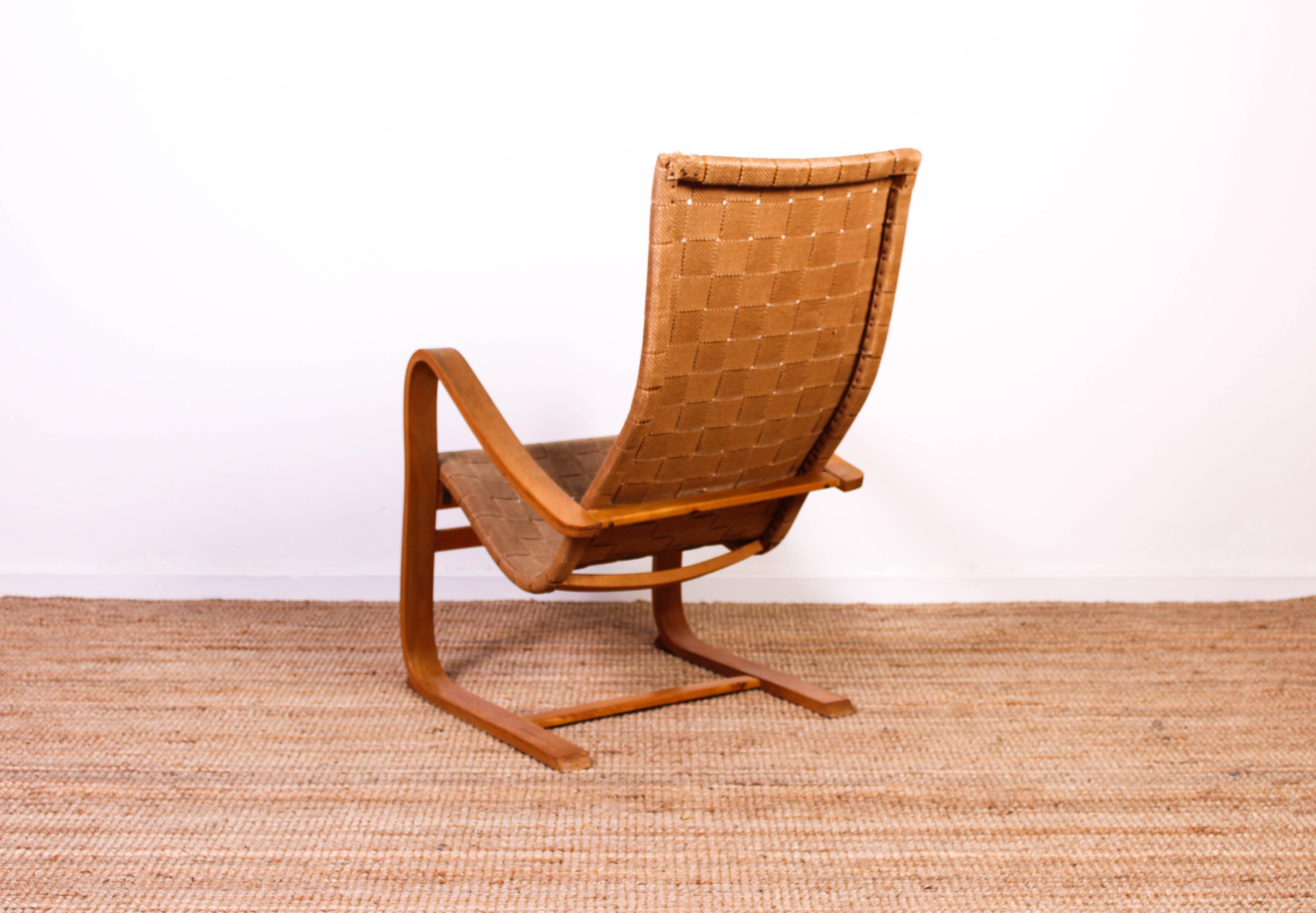 Canvas Gustaf Axel Berg Lounge Chair, 1940s