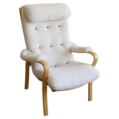 Retro Gustaf Axel Berg "Peter" Bentwood and Boucle Armchair, 1960s