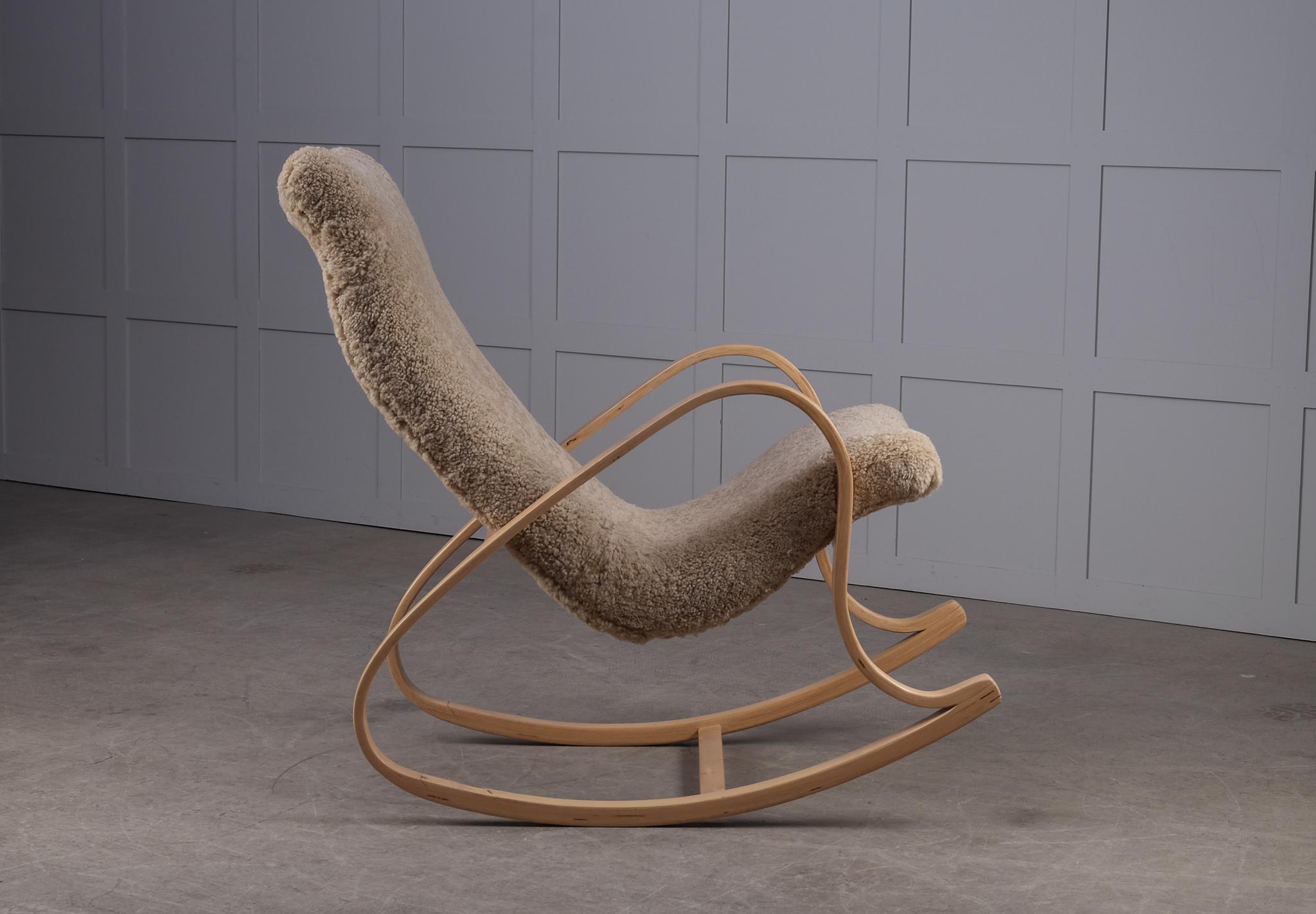 sheepskin rocking chair