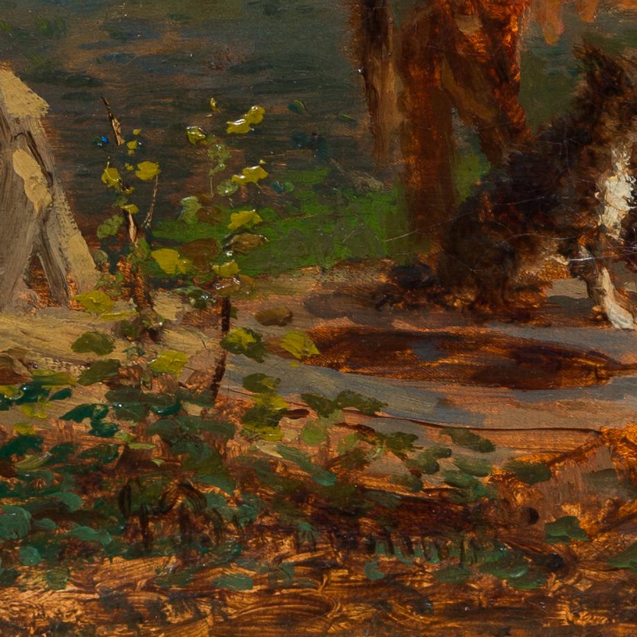 This painting by Gustaf Brandelius, a 19th-century Swedish artist, evokes the pastoral tranquility and rural life of the era. Brandelius was not only a painter but also served in the military, rising to the rank of captain before his