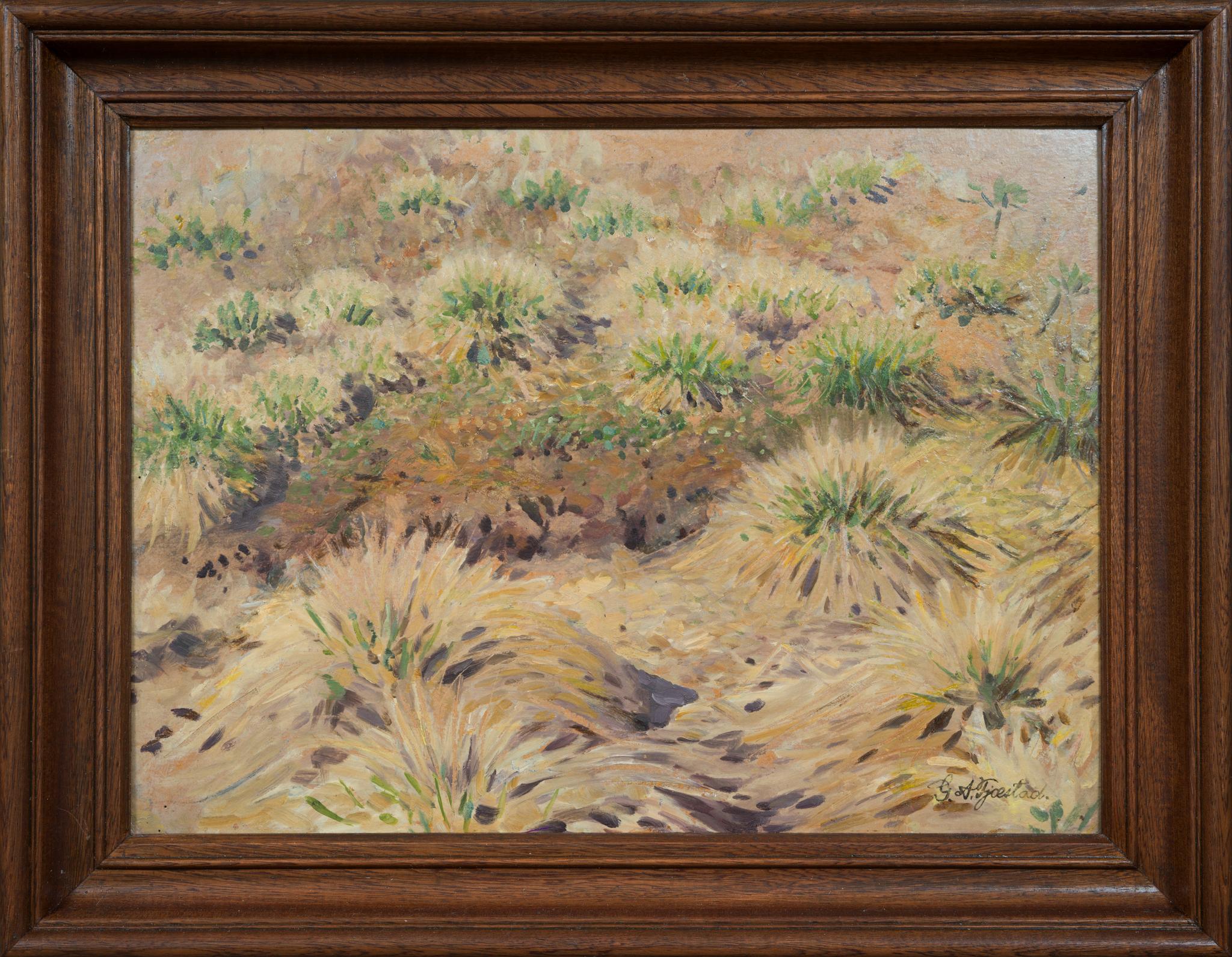 Estudio al óleo original del artista del Grupo Racksta Gustaf Fjaestad. Título Estudio de Tufts