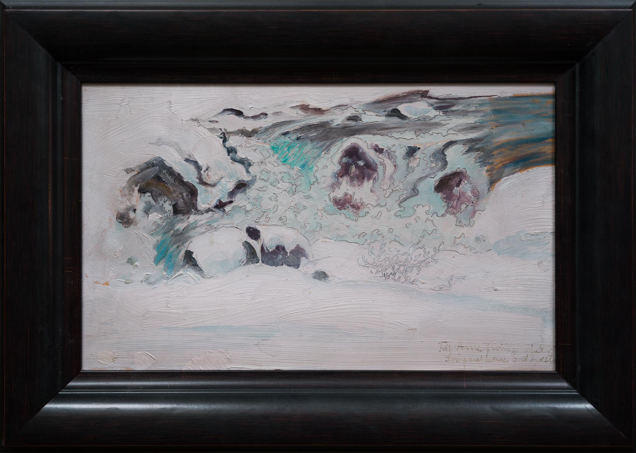 Spring Flood, 1930 by Swedish Racken Group Artist Gustaf Fjæstad - Painting by Gustaf Fjaestad