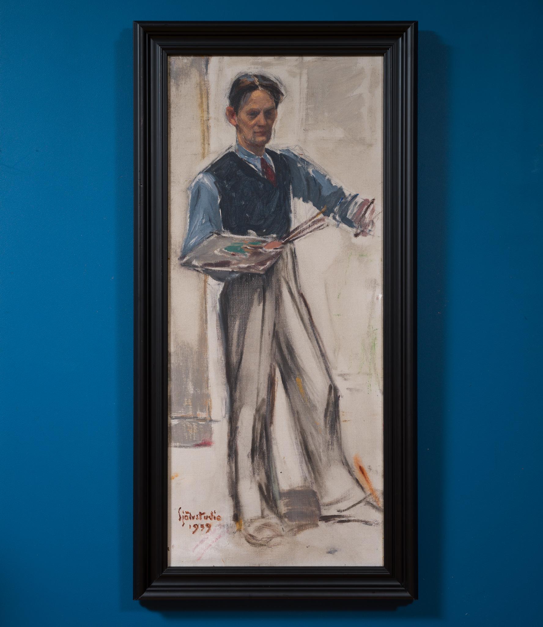 Gustaf Höglund: Self-Study (1939), a Rare and Striking Early Self-Portrait For Sale 2