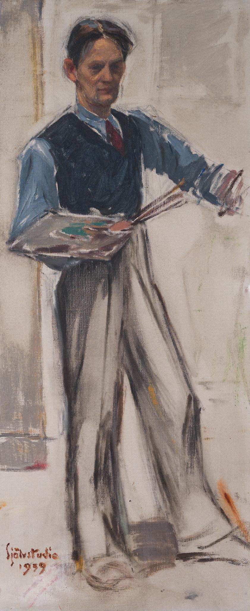 Gustaf Höglund: Self-Study (1939), a Rare and Striking Early Self-Portrait For Sale 4