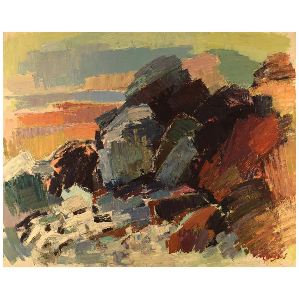 Gustaf Höglund ‘1910-1994’, Swedish Artist, "Brittany", Modernist Rock Landscape