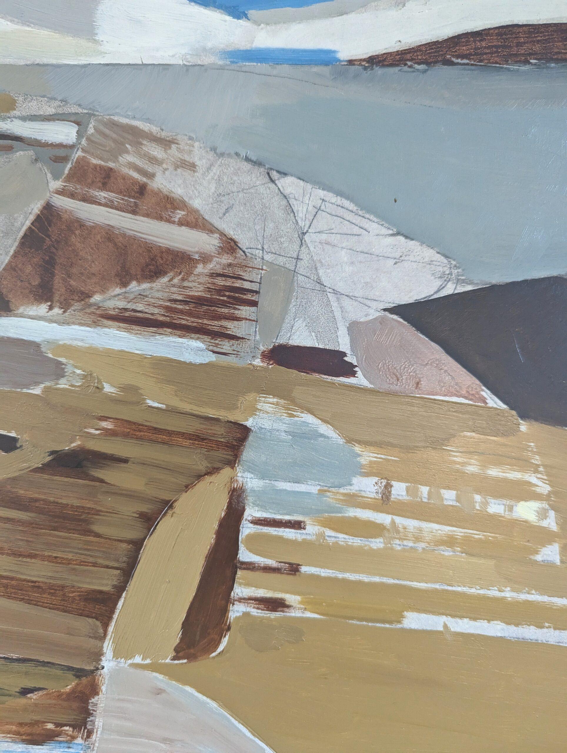 1959 Pittura ad olio di paesaggio astratto della metà del secolo scorso - Astrazione costiera in vendita 4