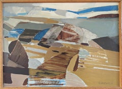 1959 Mid Century Modern Abstract Landscape Oil Painting - Coastal Abstraction