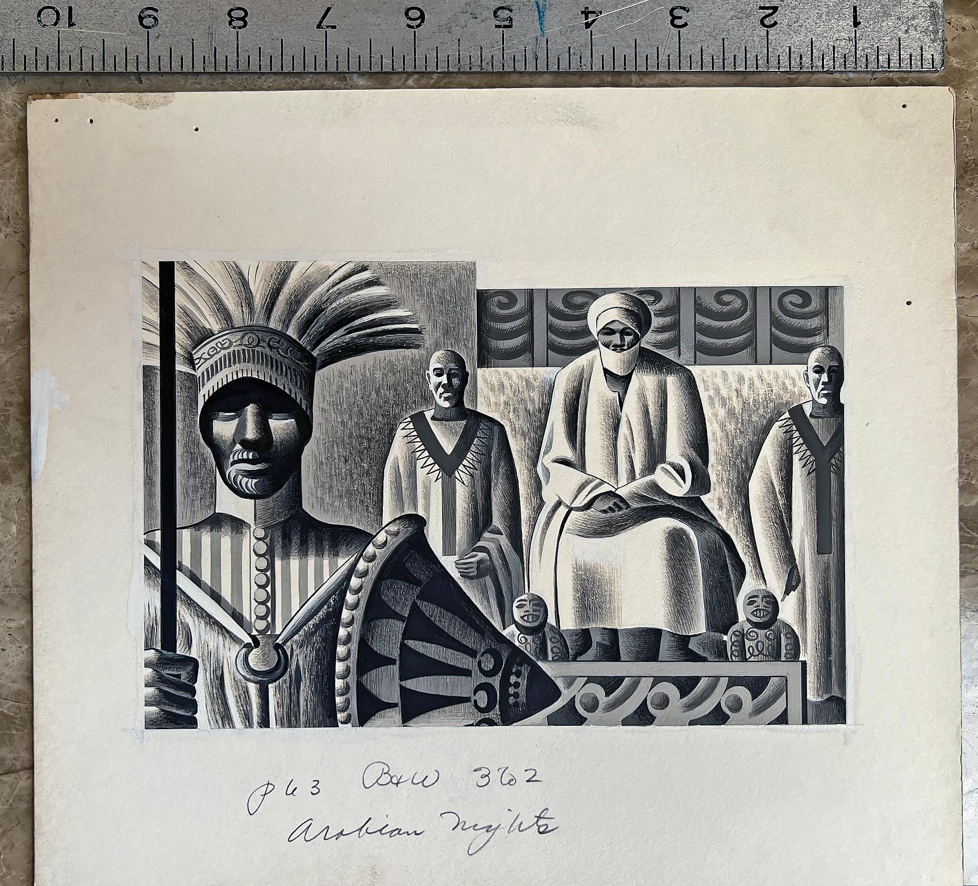 Arabian Nights - Guard and Sitting King - Islamic Golden Age - Gustaf Tenggren For Sale 4