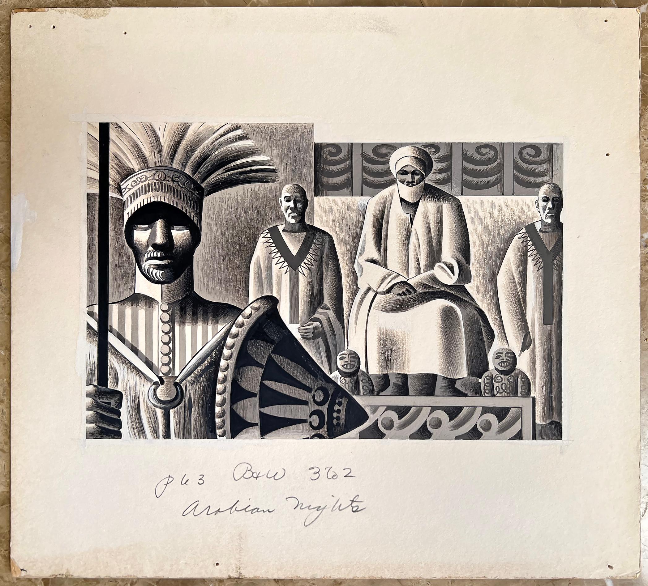 Arabian Nights - Guard and Sitting King - Islamic Golden Age - Gustaf Tenggren For Sale 2