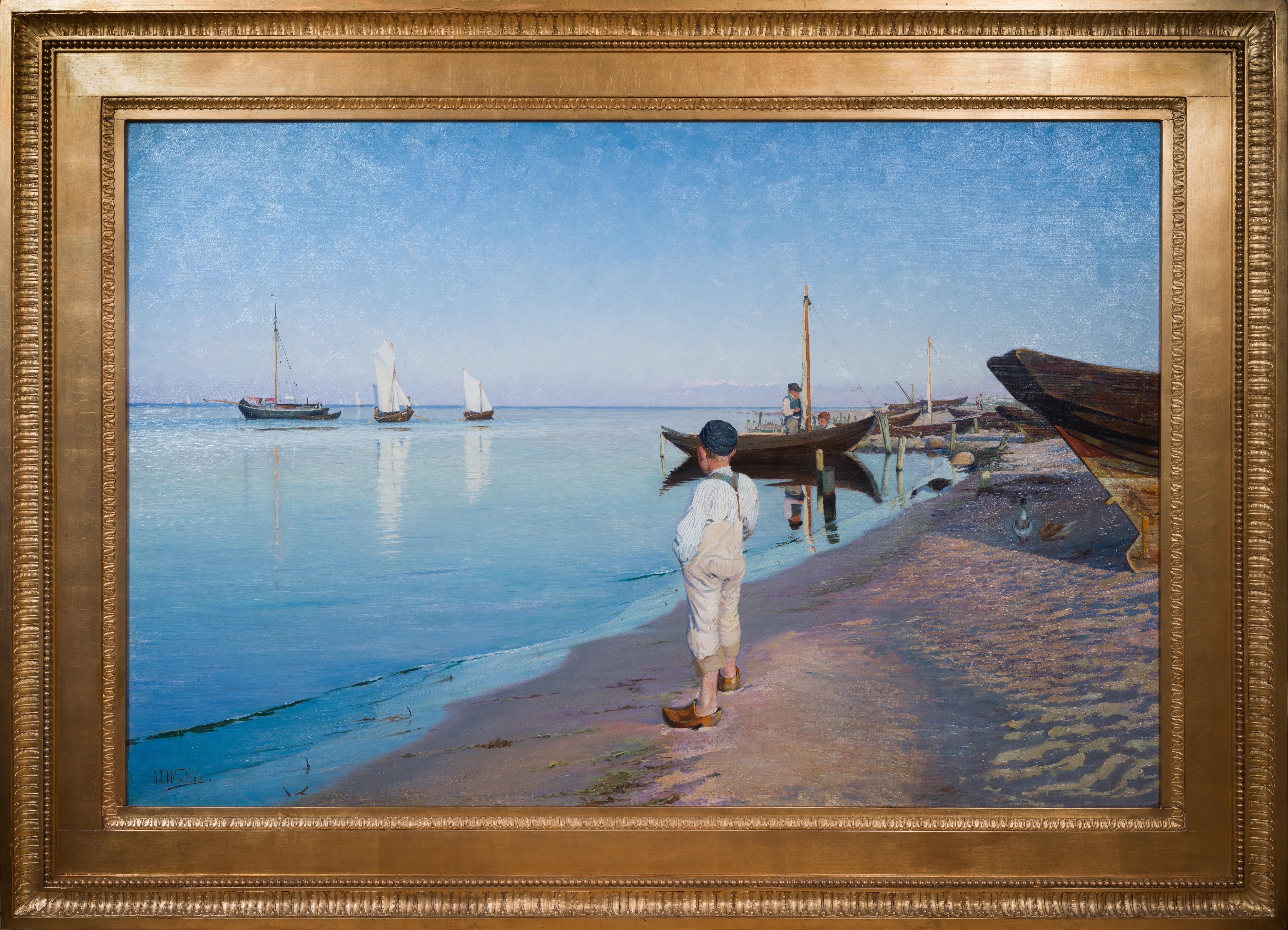 Gustaf Theodor Wallén Figurative Painting - Afternoon Mood – Wallén’s Skagen-like Swedish Coastal Masterpiece