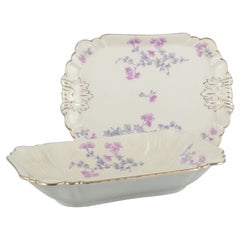 Gustafsberg, Sweden. "Geranium". Rectangular tray and elongated deep dish.