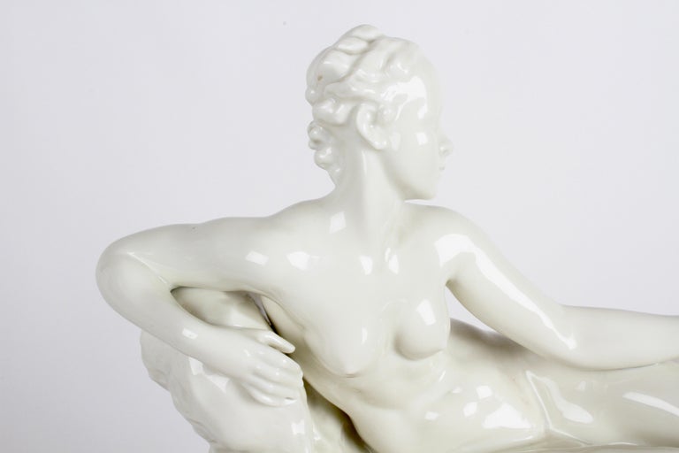 Gustav Adolf Bredow for Rosenthal Germany Art Deco 1934 Reclining Nude figurine  In Good Condition For Sale In St. Louis, MO