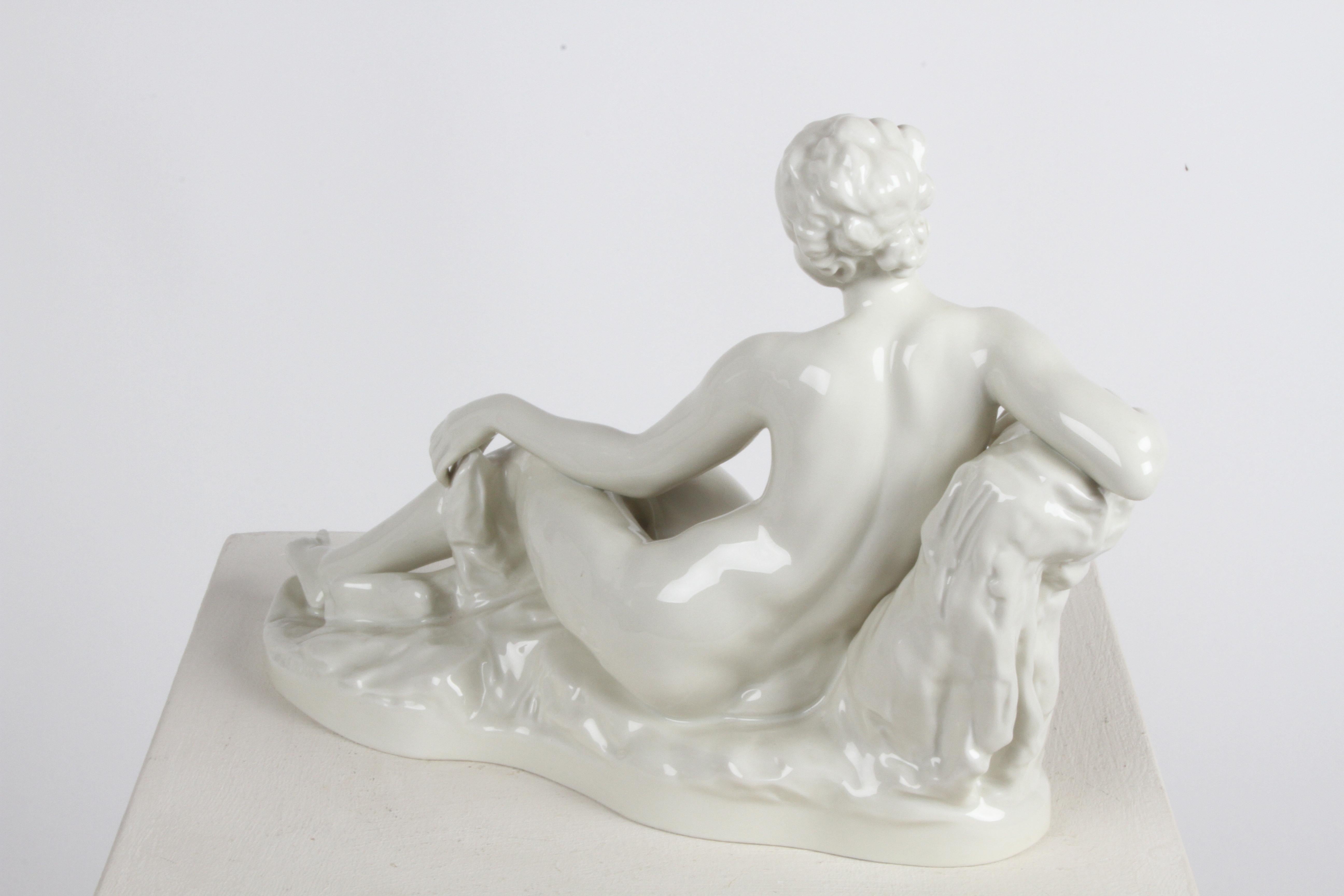 Gustav Adolf Bredow for Rosenthal Germany Art Deco 1934 Reclining Nude figurine  For Sale 2