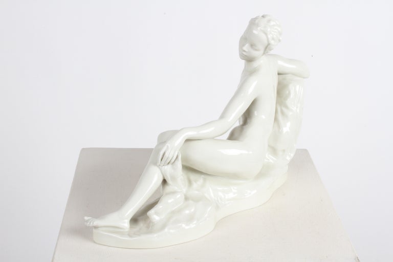 Gustav Adolf Bredow for Rosenthal Germany Art Deco 1934 Reclining Nude figurine  For Sale 3