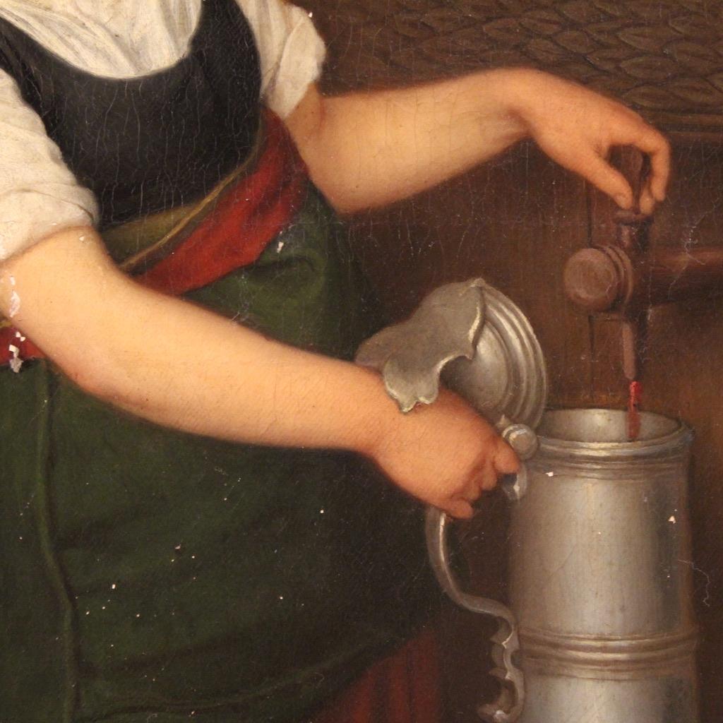 huile sur toile du XIXe siècle signée G. Spangerberg Scène d'intérieur, 1886 en vente 6