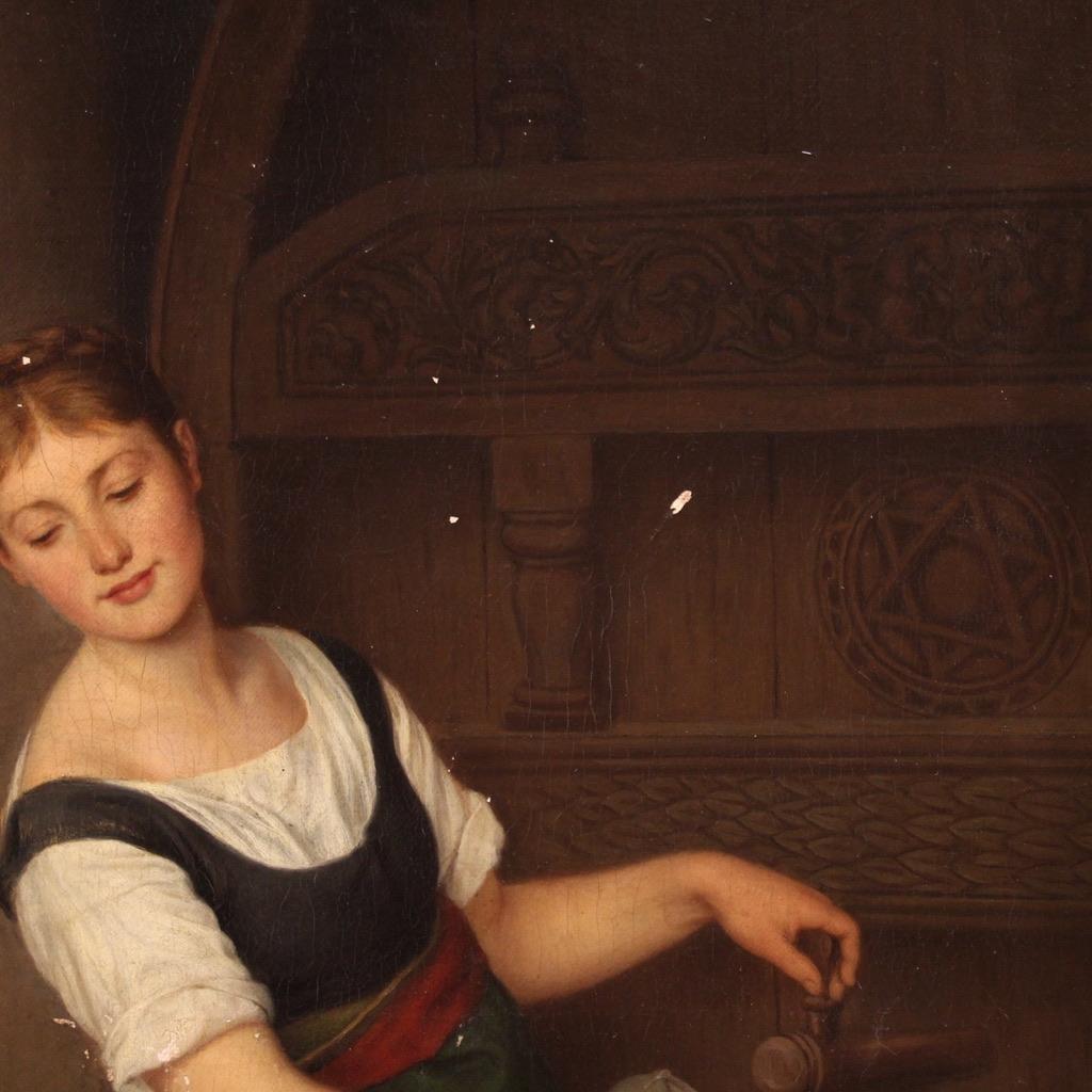 huile sur toile du XIXe siècle signée G. Spangerberg Scène d'intérieur, 1886 en vente 10