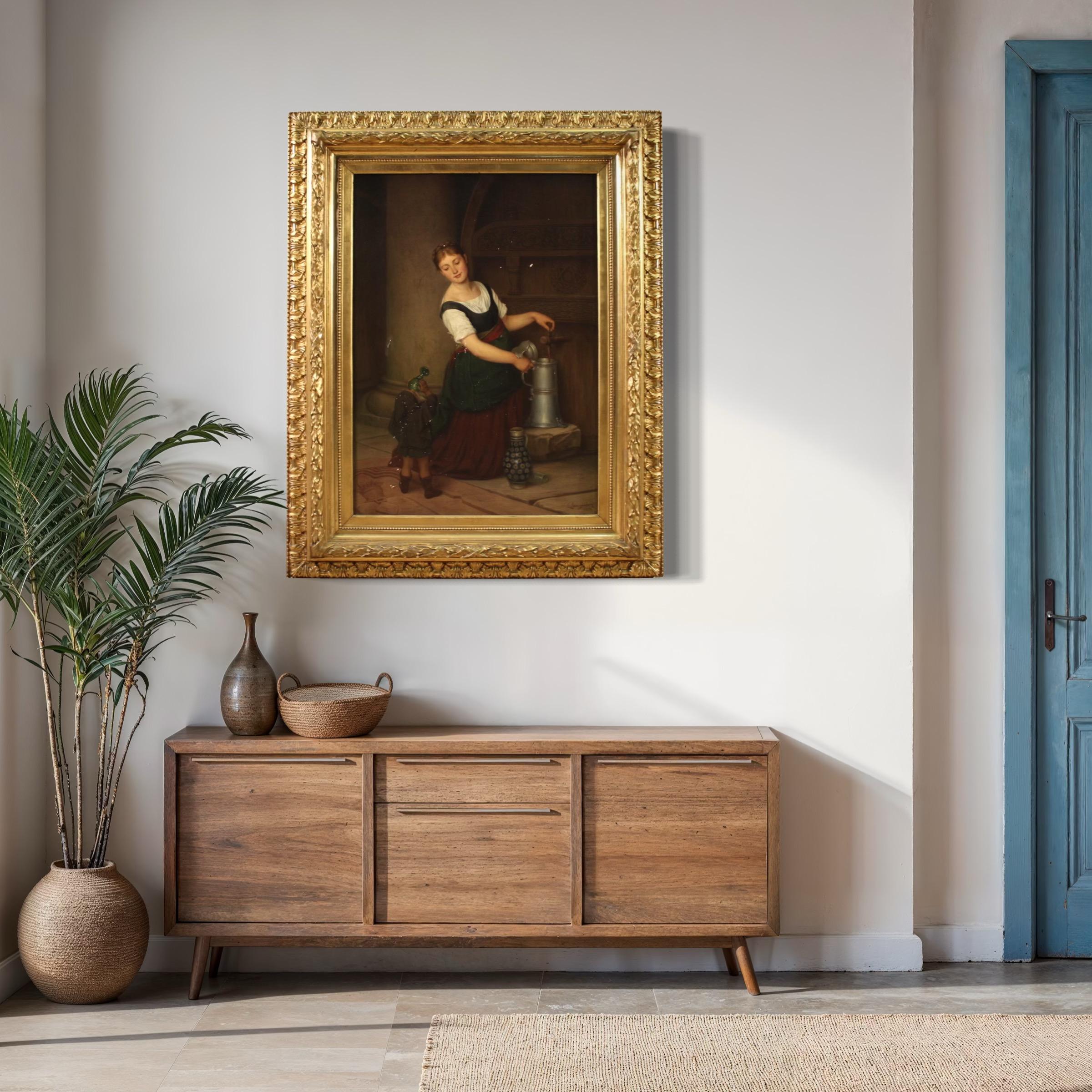 huile sur toile du XIXe siècle signée G. Spangerberg Scène d'intérieur, 1886 en vente 2