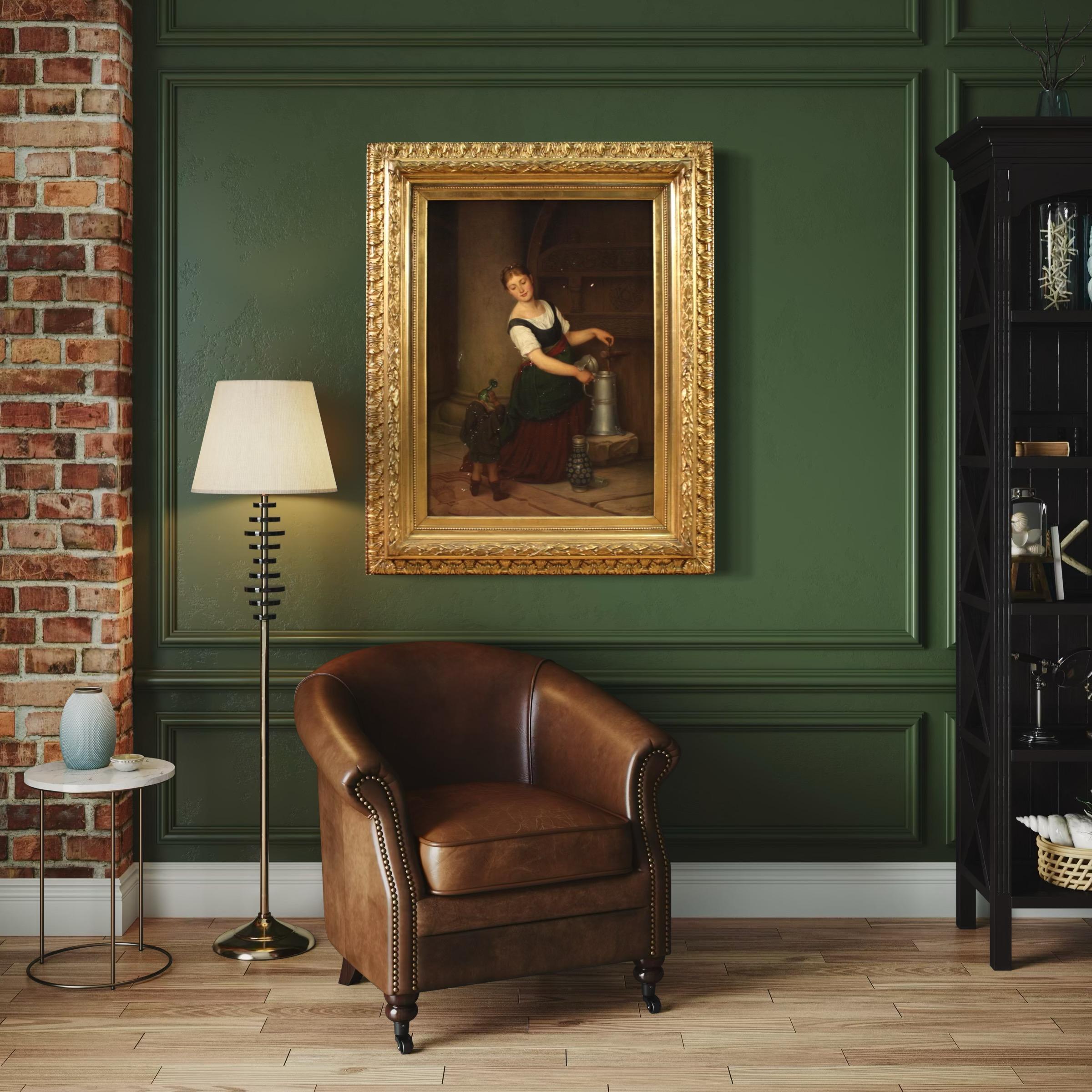 huile sur toile du XIXe siècle signée G. Spangerberg Scène d'intérieur, 1886 en vente 5