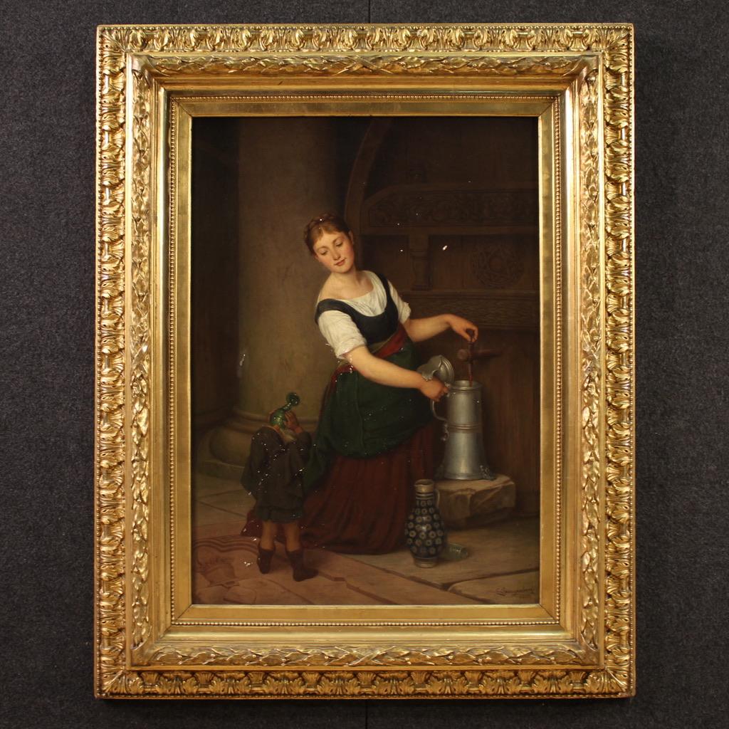 19. Jahrhundert Öl auf Leinwand Signiert G. Spangerberg Innenszene Gemälde, 1886