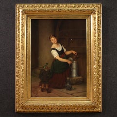 19. Jahrhundert Öl auf Leinwand Signiert G. Spangerberg Innenszene Gemälde, 1886