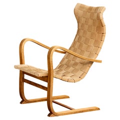 Gustav Axel Berg, Silla de salón, madera curvada, cinchas, Suecia, años 40