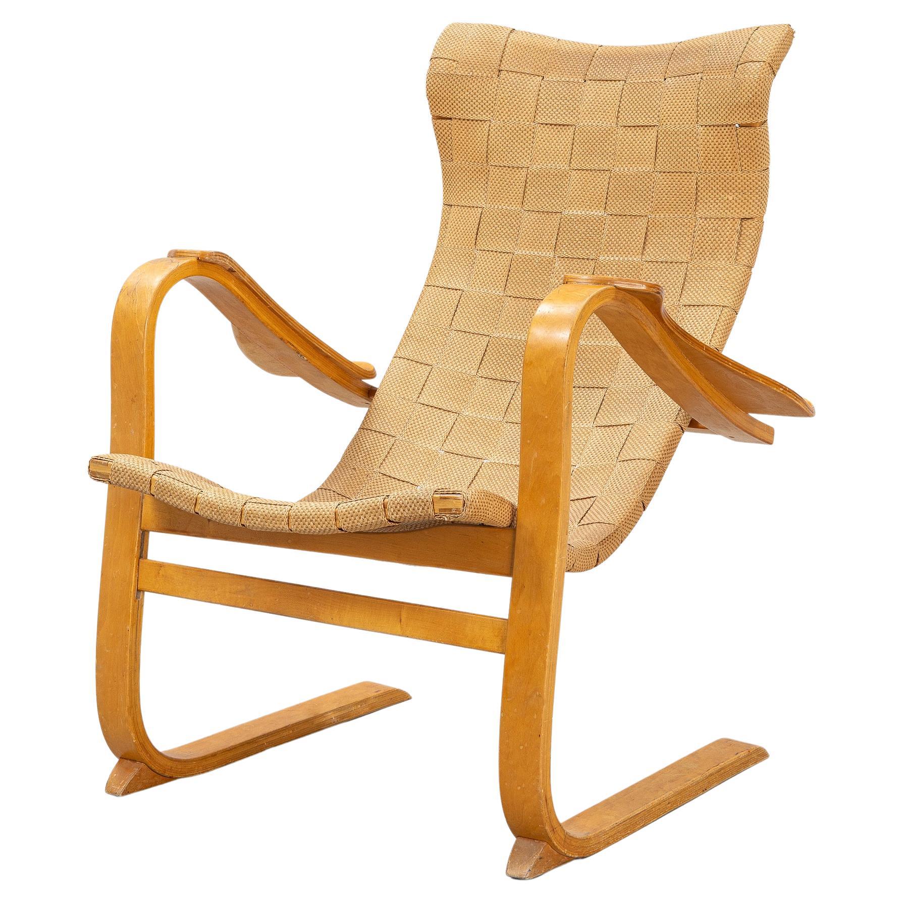 Gustav Axel Berg Midcentury "Patron" Arm Lounge Chair Produced in Sweden, 1940s For Sale