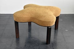 Gustav Axel Berg, Organic Modern Stool, Beige Fabric, Dark Stained Elm, 1940s