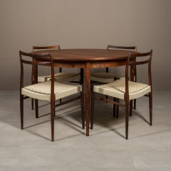 Gustav Bahus Dining Set, Extendable Round Table, 4 Chairs, Norway, 1960s