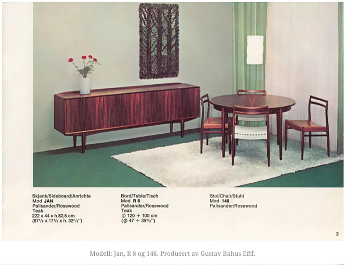 Gustav Bahus Dining Set, Extendable Round Table, 4 Chairs, Norway, 1960s 12