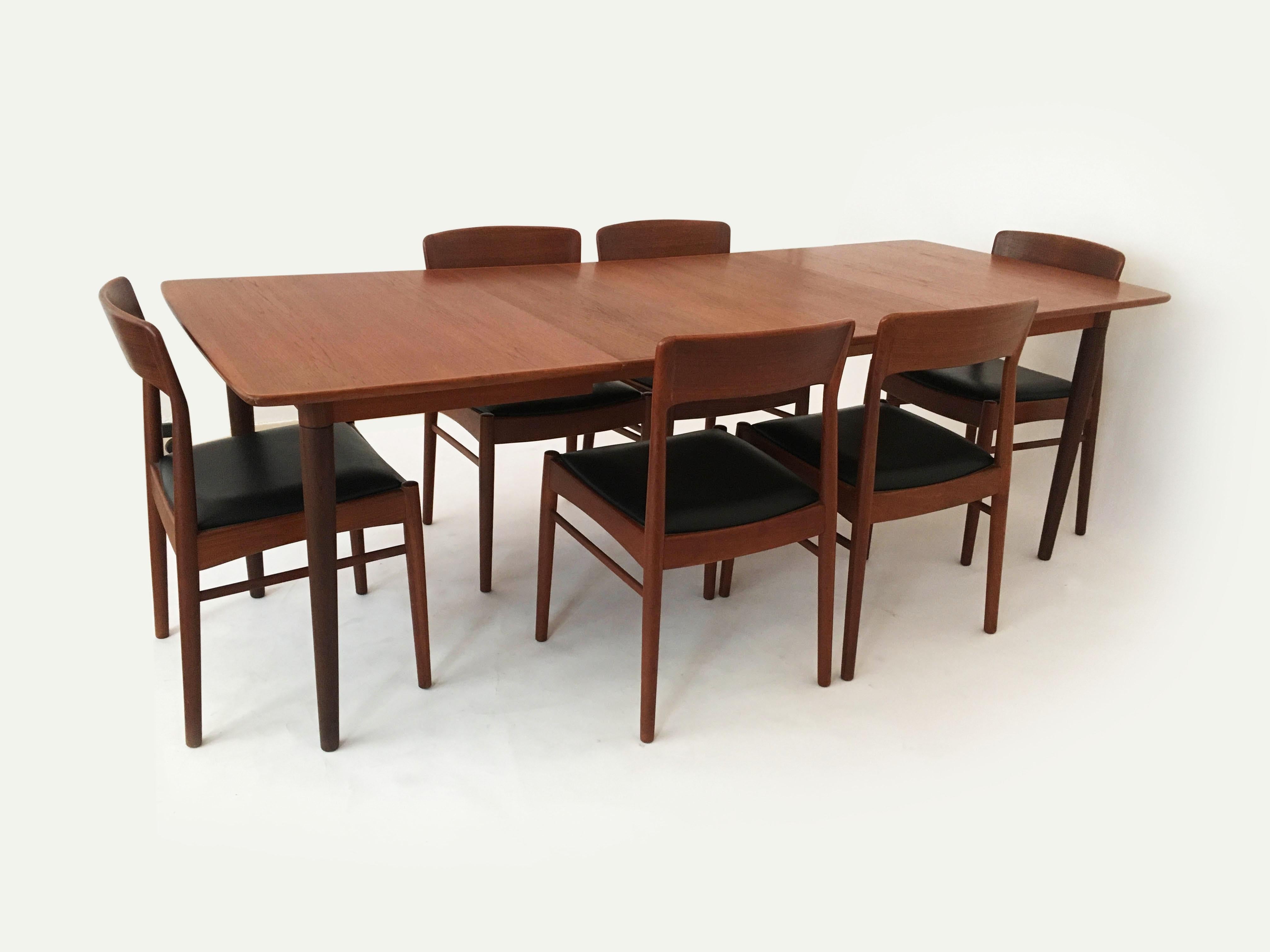 Mid-Century Modern Gustav Bahus & Kai Kristiansen Extendable Dining Table Set, Denmark, 1960s