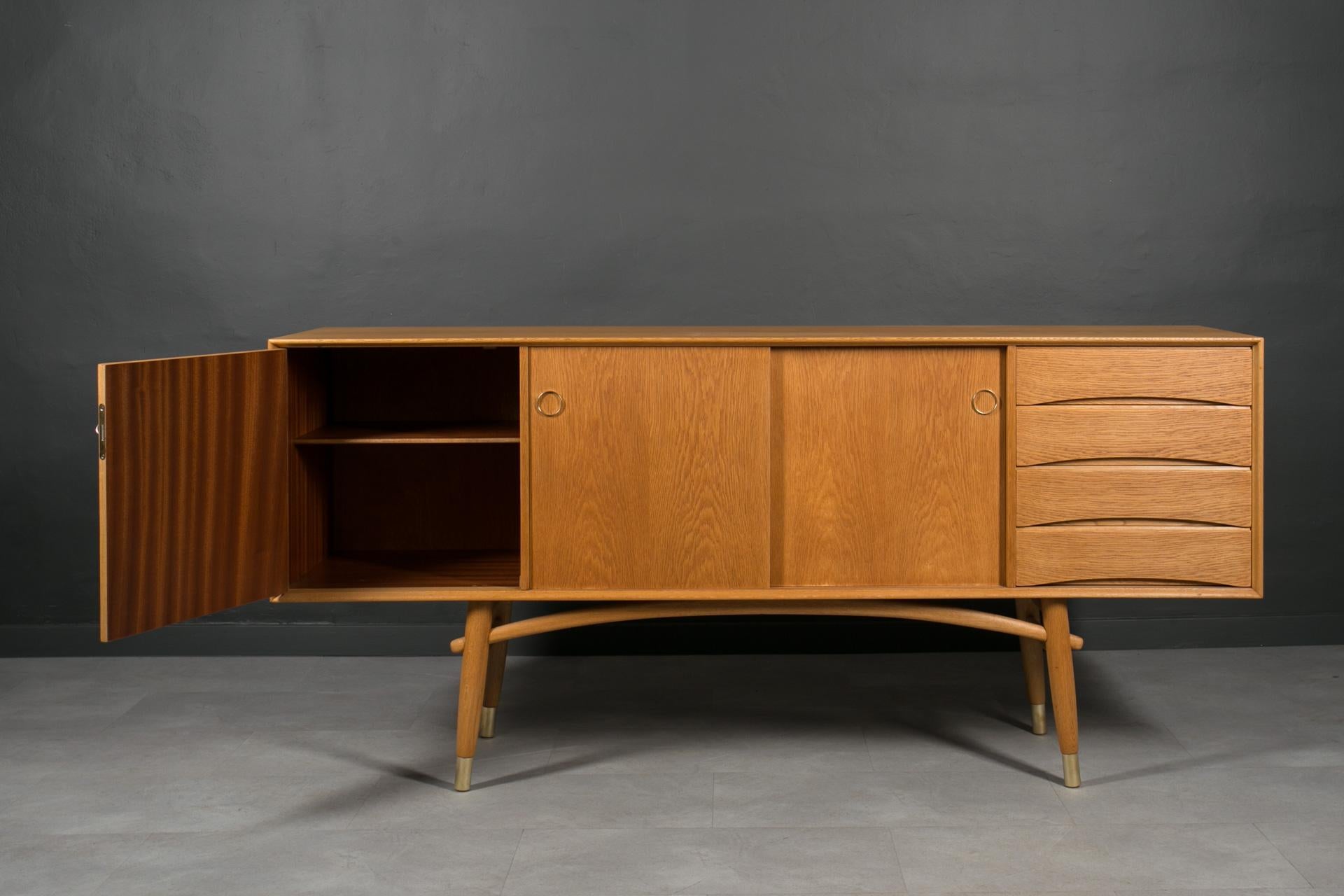 Mid-Century Modern Gustav Bahus Oak Sideboard, Scandinavian & MidCentury Modern Elegance For Sale