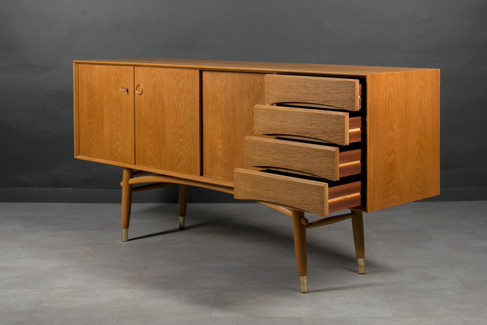Mid-20th Century Gustav Bahus Oak Sideboard, Scandinavian & MidCentury Modern Elegance For Sale