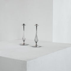 Gustav Beran Pair of Silver Plated Candle Holders Van Kempen & Begeer 1960s