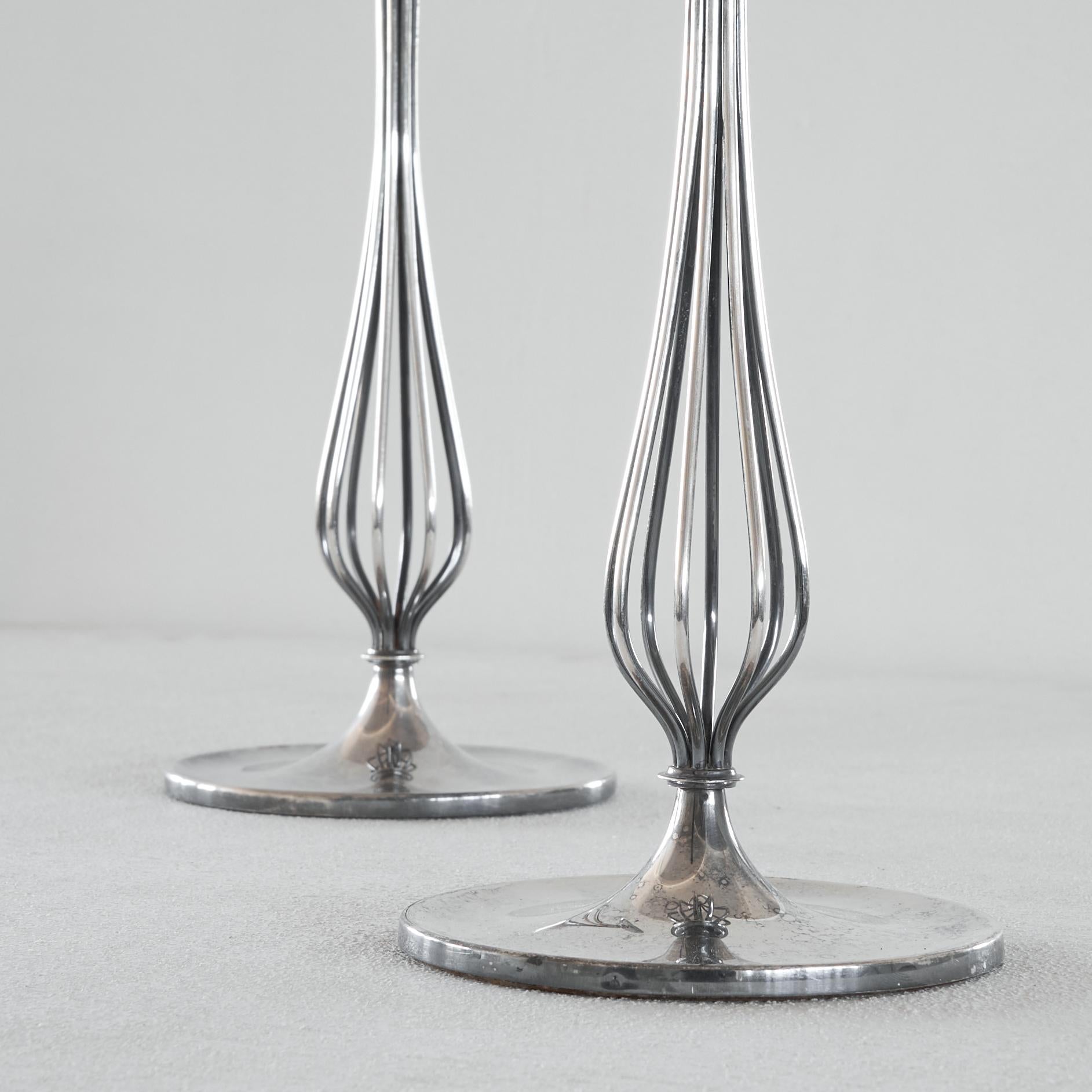 Gustav Beran Pair of Silver Plated Candle Holders Van Kempen & Begeer 1960s In Good Condition For Sale In Tilburg, NL