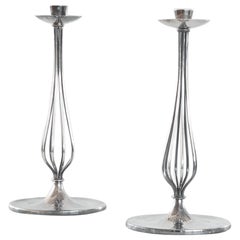 Gustav Beran Pair of Silver Plated Candle Holders Van Kempen & Begeer 1960s