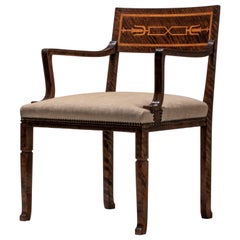 Gustav Bergström, Swedish Grace Period Quilted Birch and Marquetry Armchair