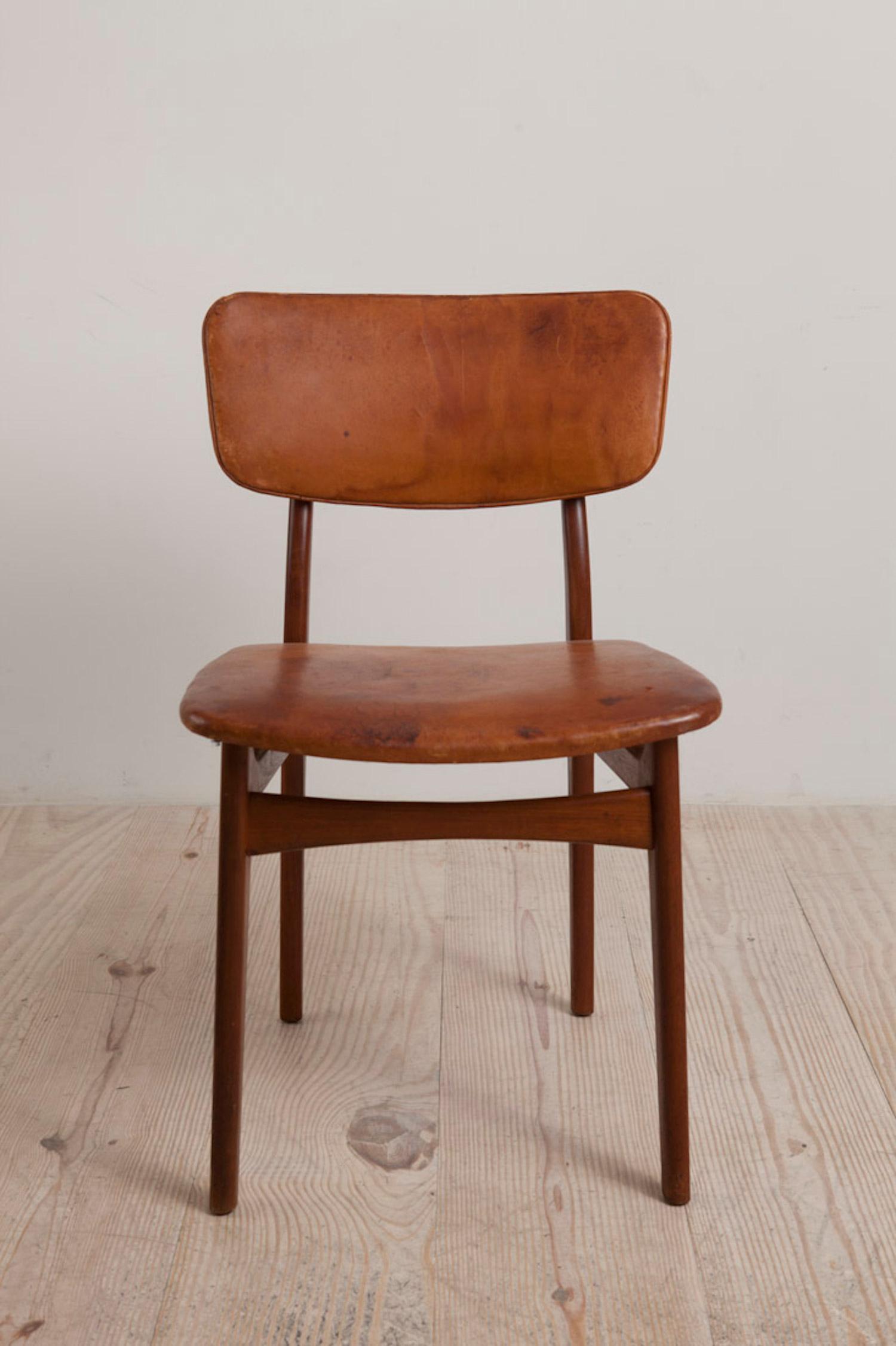 Mid-Century Modern Gustav Bertelsen, Danish Craftsman Chair, Mahogany and Original Leather