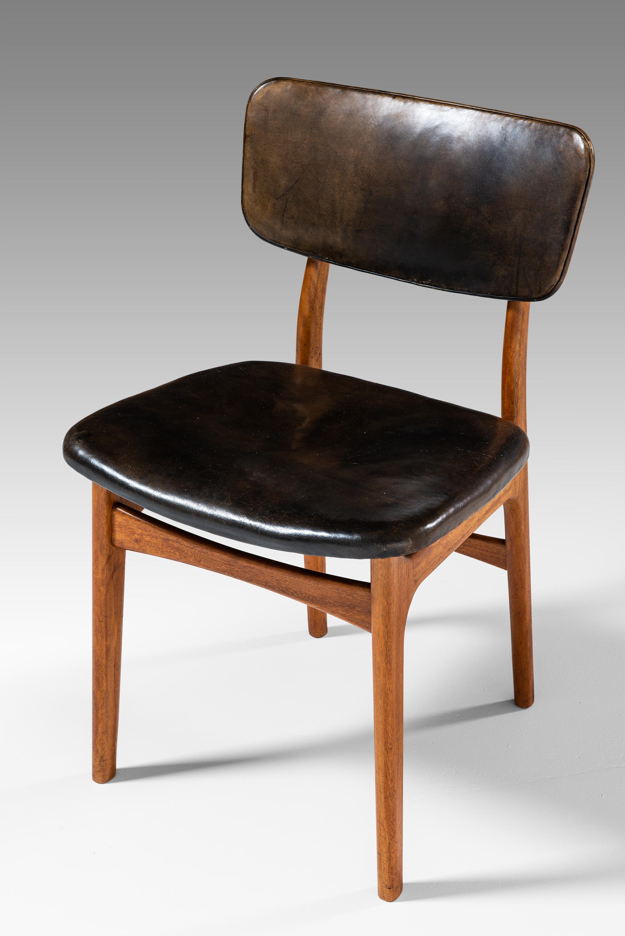 Leather Gustav Bertelsen Dining Chairs Produced by Gustav Bertelsen in Denmark