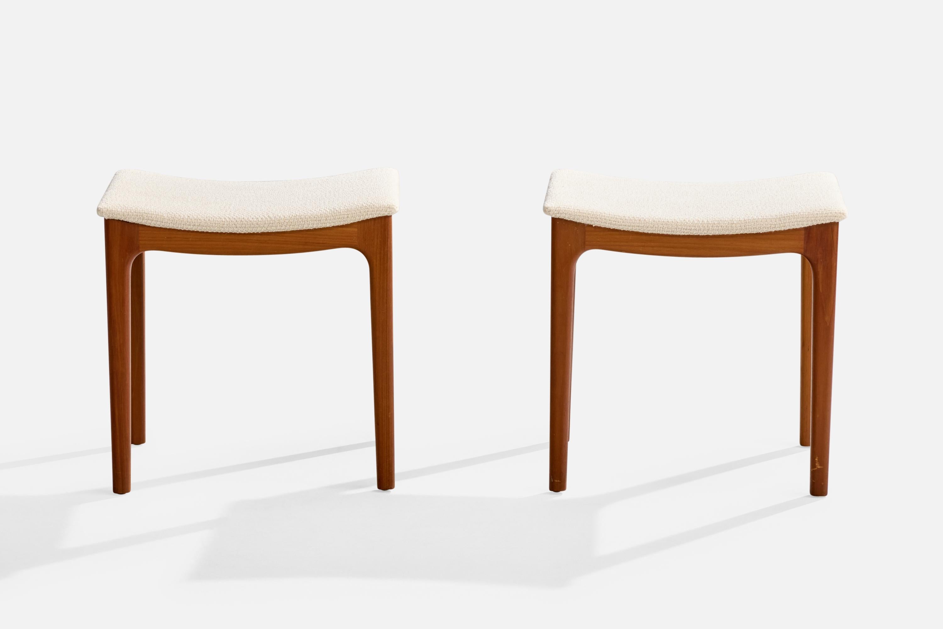 Mid-Century moderno Gustav Bertelsen, Sgabelli, Teak, Tessuto, Danimarca, anni '50 in vendita