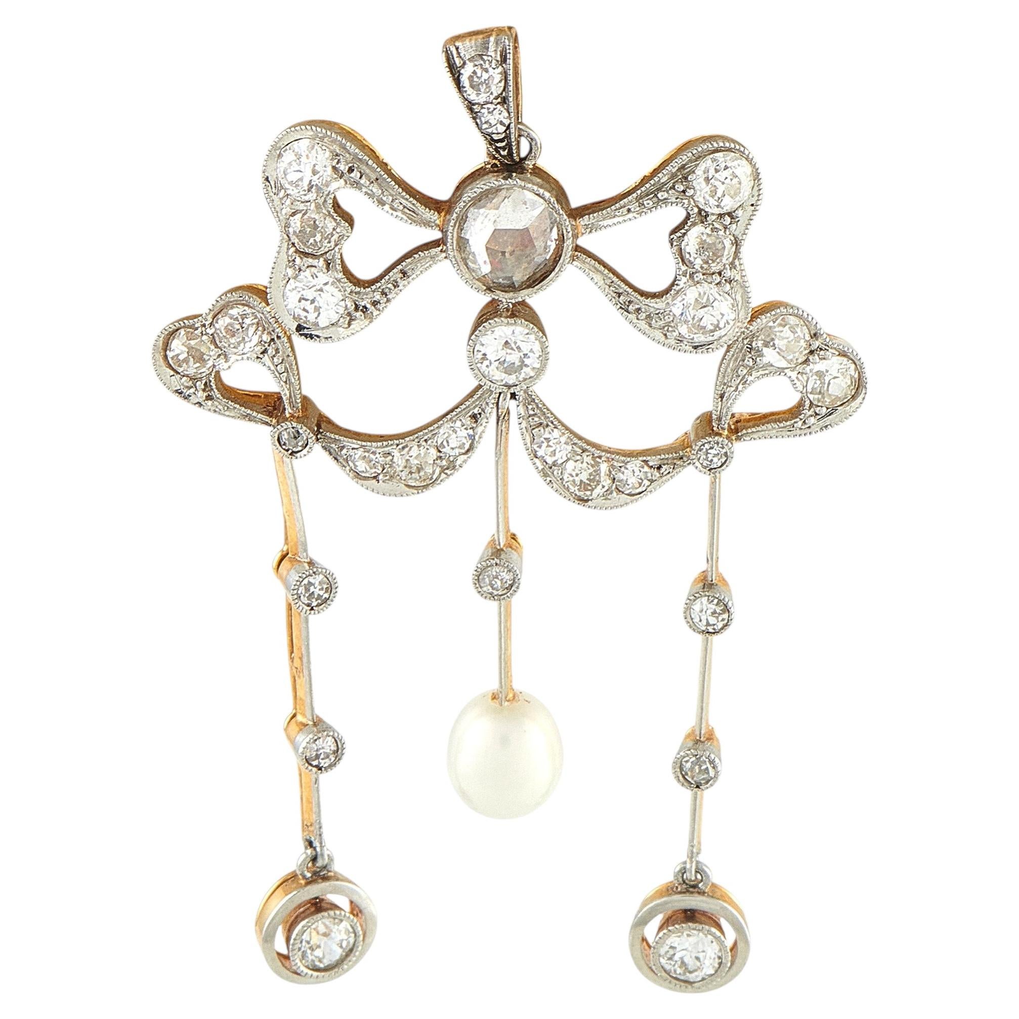 Colgante de Gustav Dahlgren en oro rosa de 18 quilates y plata, con diamantes de 1,10 quilates y perlas
