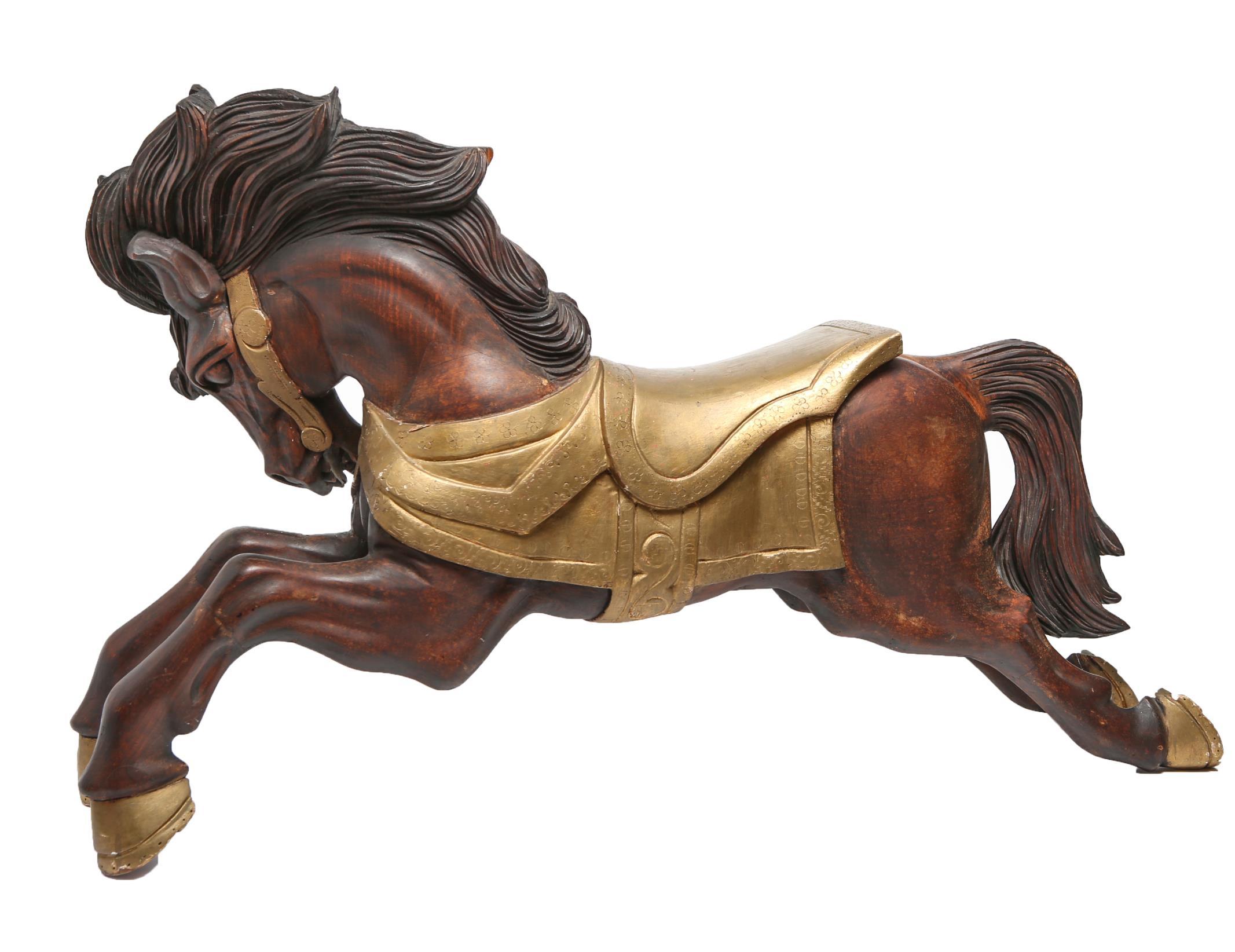 20th Century Gustav Dentzel-Manner Carved Giltwood Carousel Horse