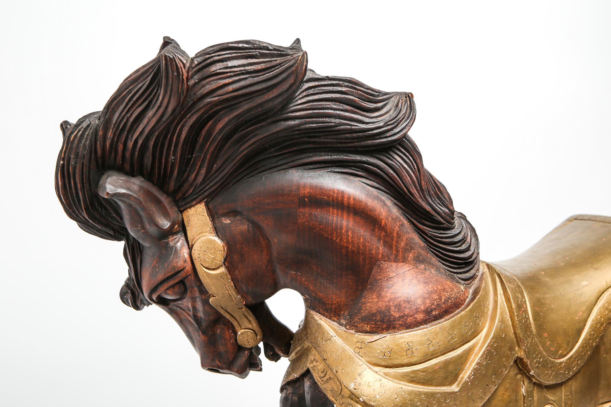 Wood Gustav Dentzel-Manner Carved Giltwood Carousel Horse