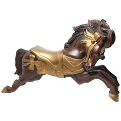 Cheval de manège Gustav Dentzel-Manner en bois doré sculpté